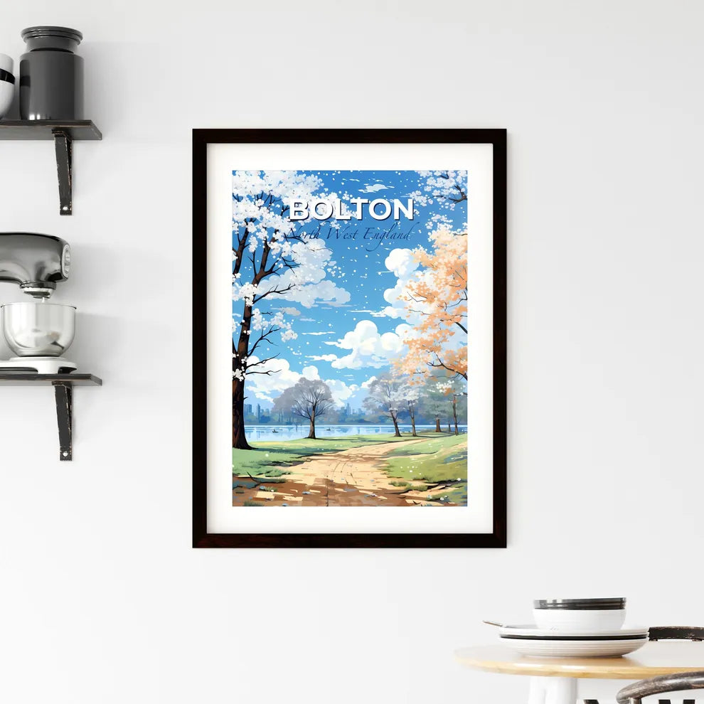 Bolton, North West England, A Poster of a landscape of a park with trees and a lake Default Title