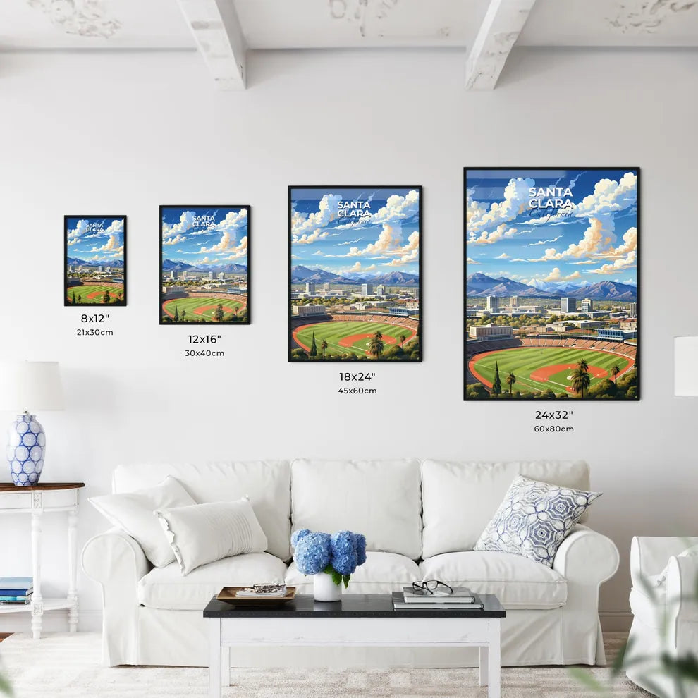 Santa Clara, California, A Poster of a baseball field with mountains in the background Default Title