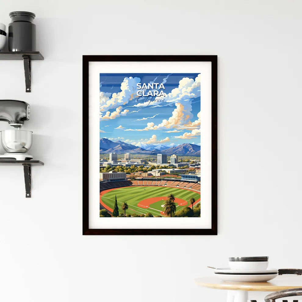 Santa Clara, California, A Poster of a baseball field with mountains in the background Default Title