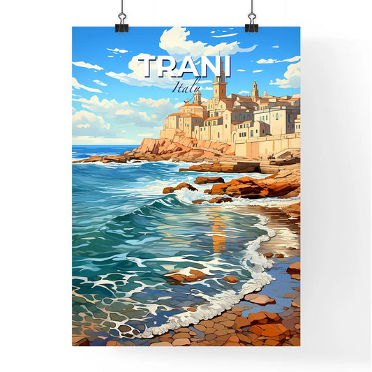 Trani, Italy, A Poster of a beach with a building on the side Default Title