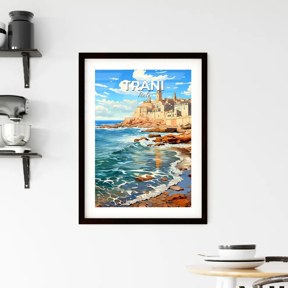 Trani, Italy, A Poster of a beach with a building on the side Default Title
