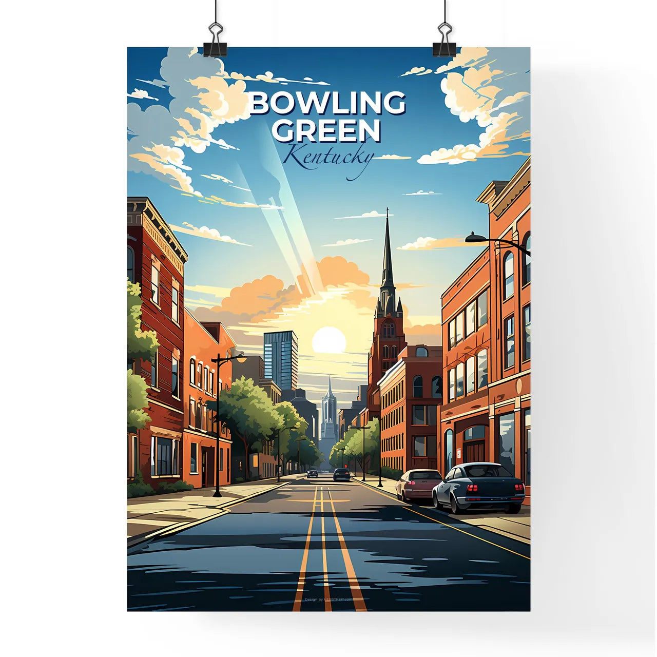 Bowling Green, Kentucky, A Poster of a street with cars and buildings in the background Default Title