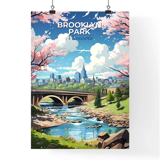 Brooklyn Park, Minnesota, A Poster of a bridge over a river with a city in the background Default Title