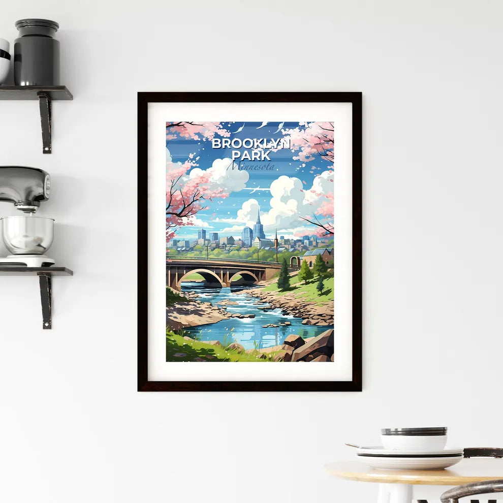 Brooklyn Park, Minnesota, A Poster of a bridge over a river with a city in the background Default Title
