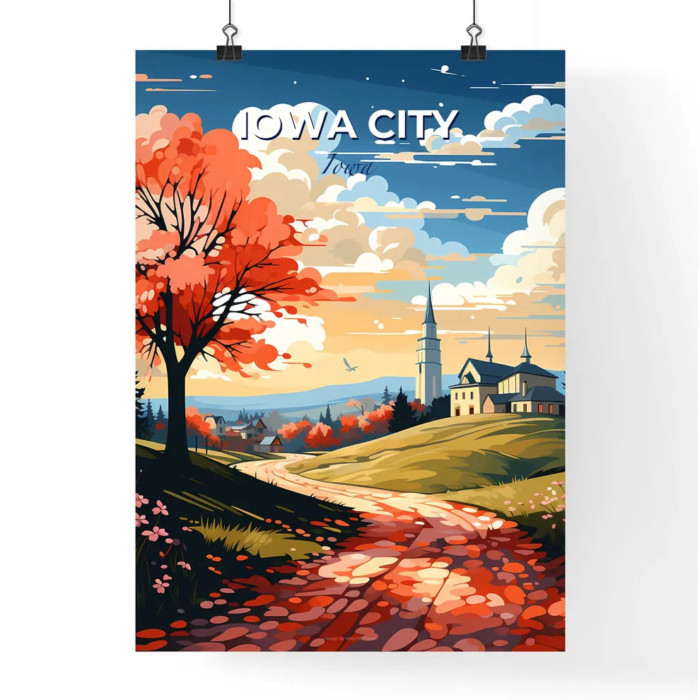Iowa City, Iowa, A Poster of a painting of a road leading to a house Default Title