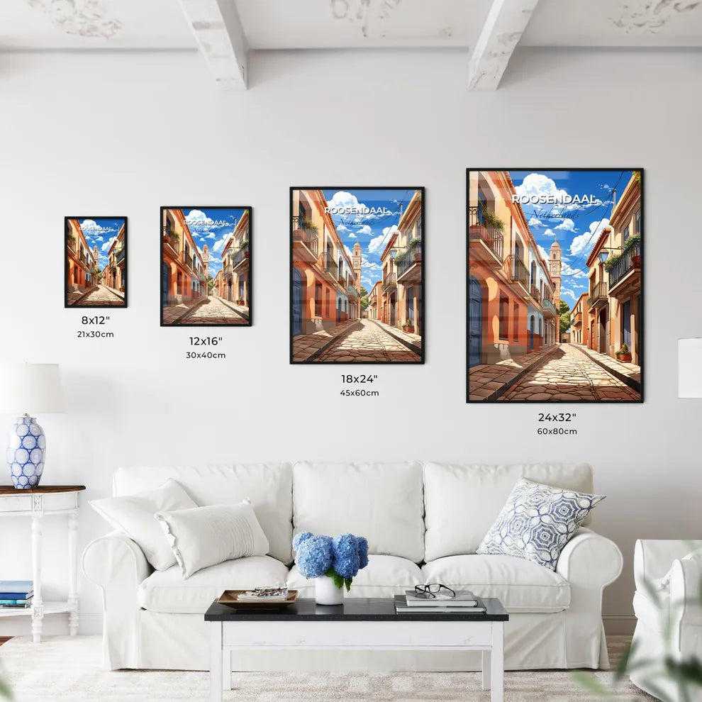 Roosendaal, Netherlands, A Poster of a street with buildings and a tower Default Title