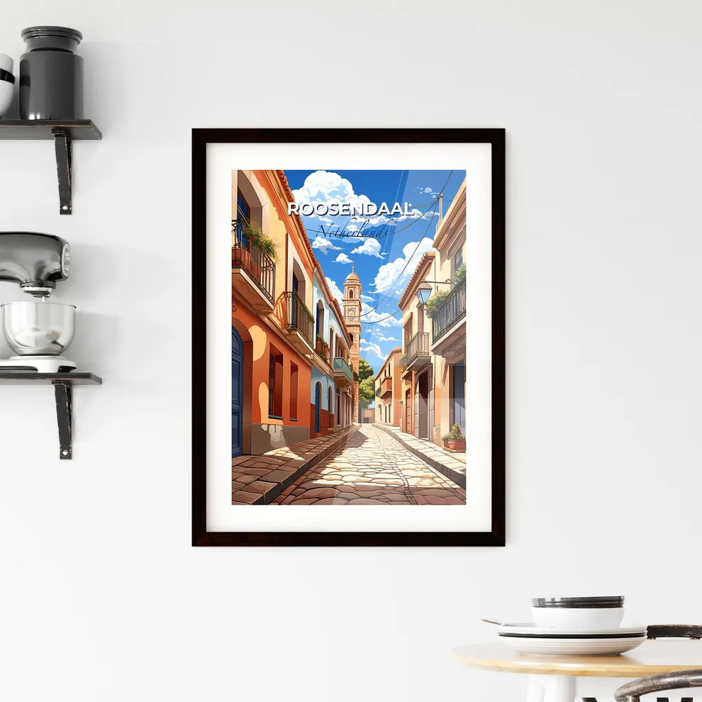Roosendaal, Netherlands, A Poster of a street with buildings and a tower Default Title
