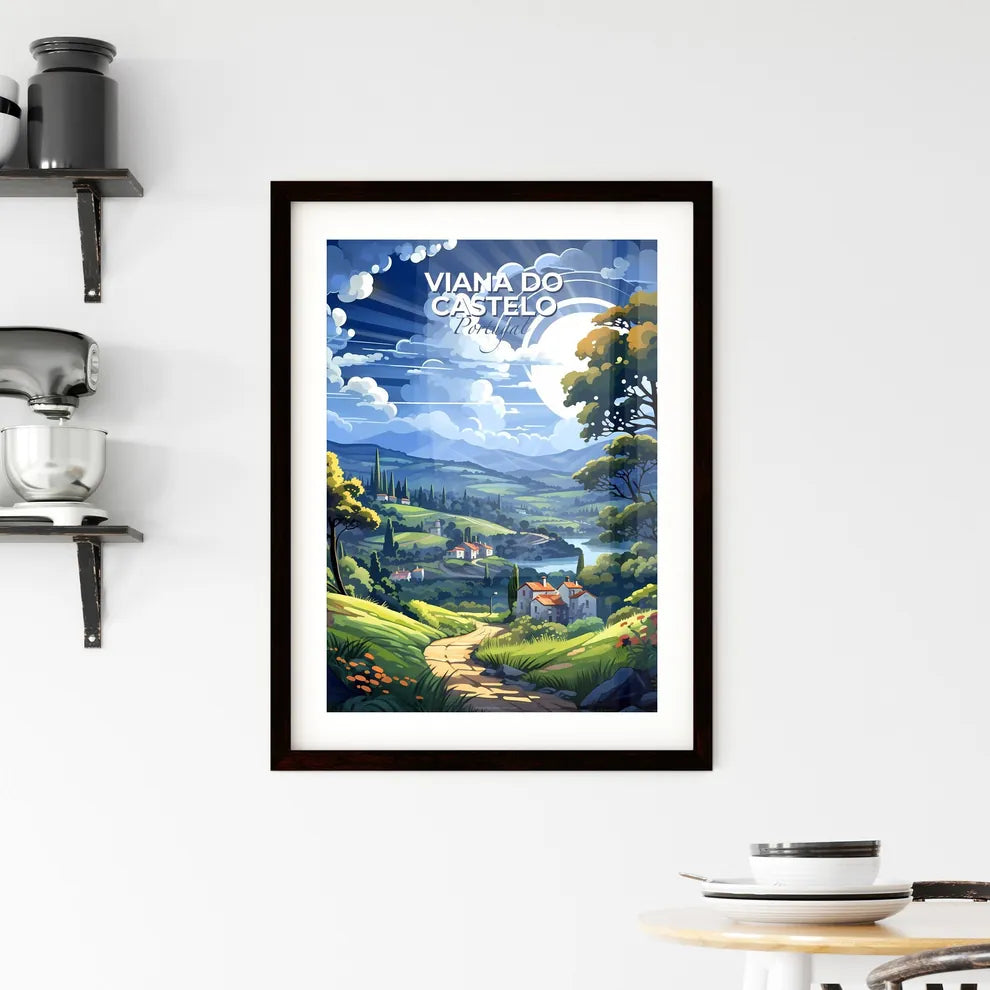 Viana Do Castelo, Portugal, A Poster of a landscape with a road and trees and a river Default Title