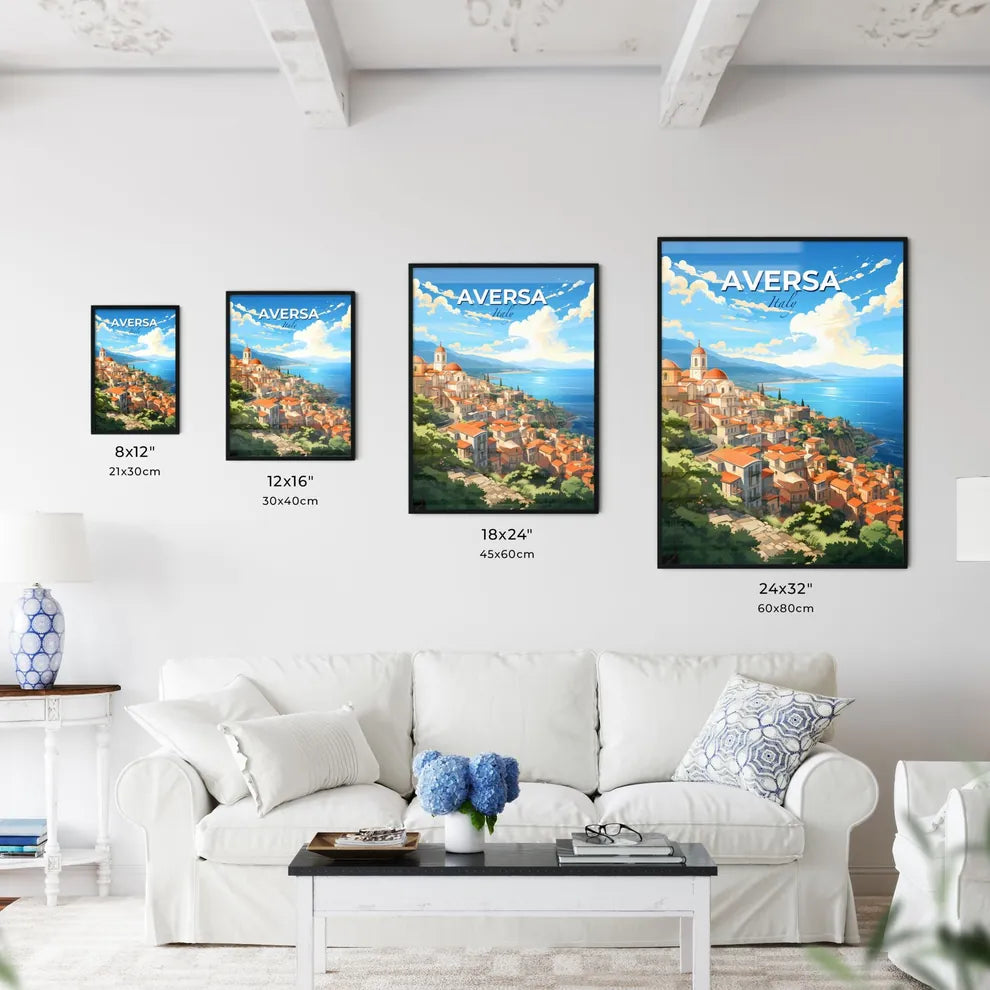 Aversa, Italy, A Poster of a city on a hill by the water Default Title