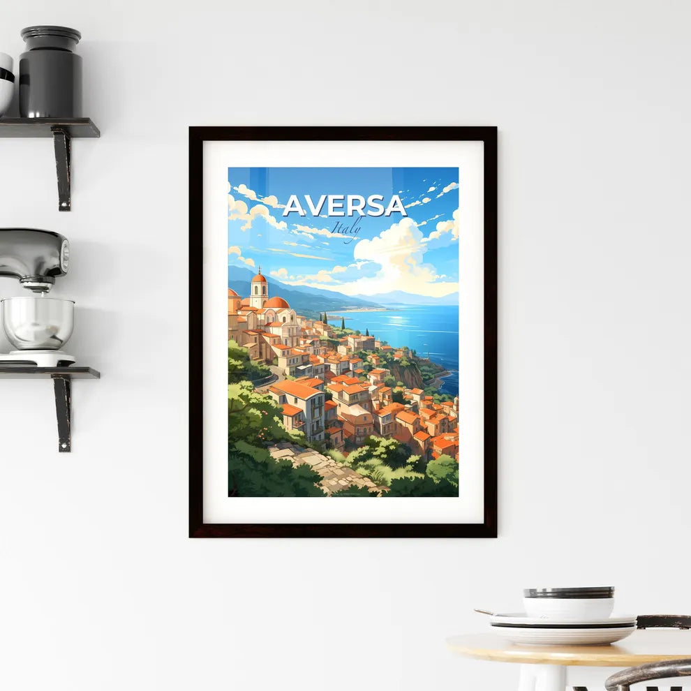 Aversa, Italy, A Poster of a city on a hill by the water Default Title