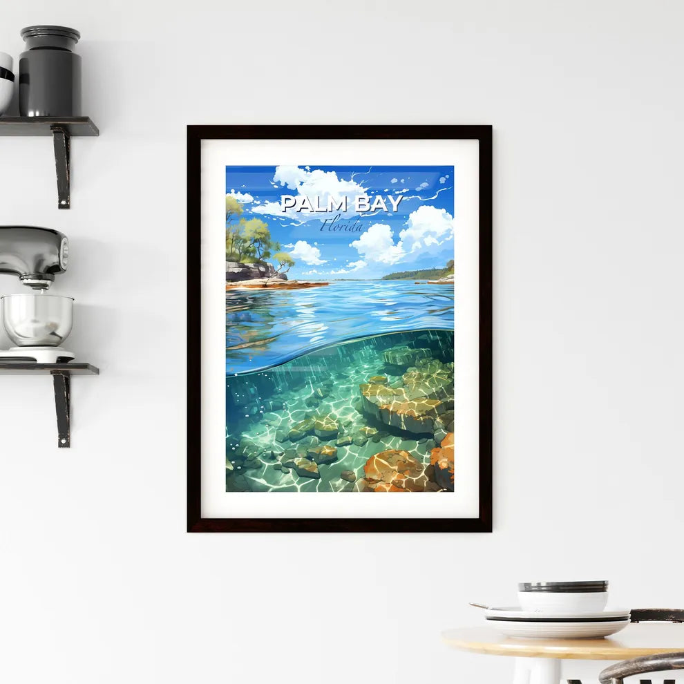 Palm Bay, Florida, A Poster of a water surface with rocks and trees Default Title