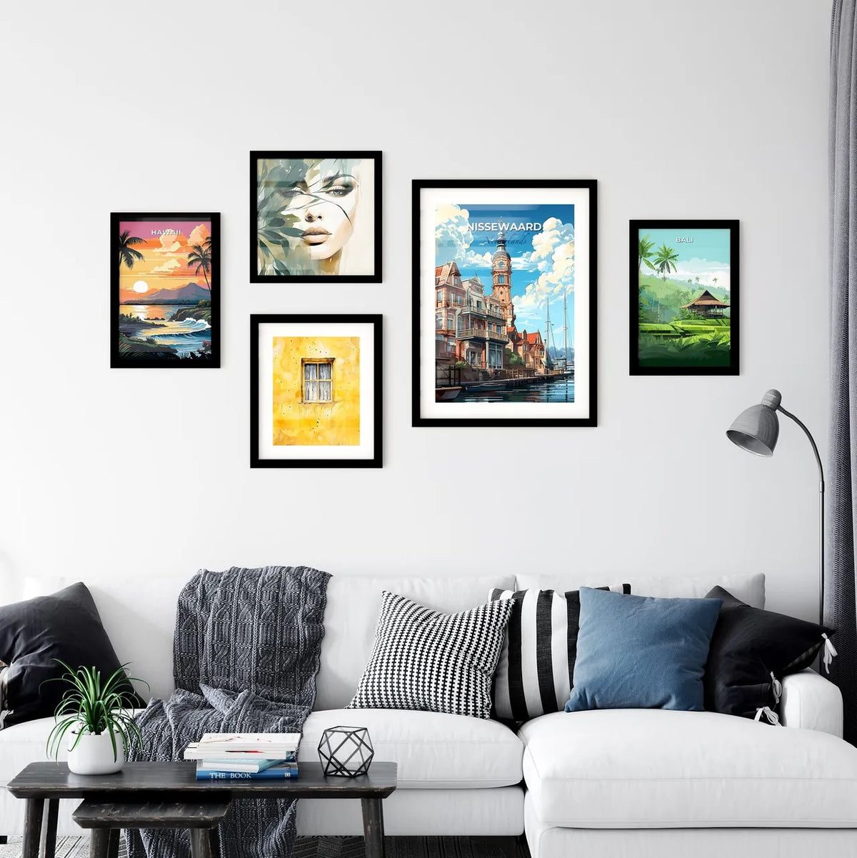 Nissewaard, Netherlands, A Poster of a water way with a building and a tower Default Title