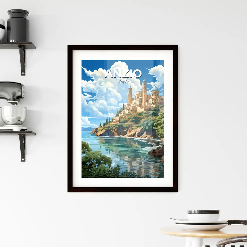 Anzio, Italy, A Poster of a castle on a hill by a body of water Default Title