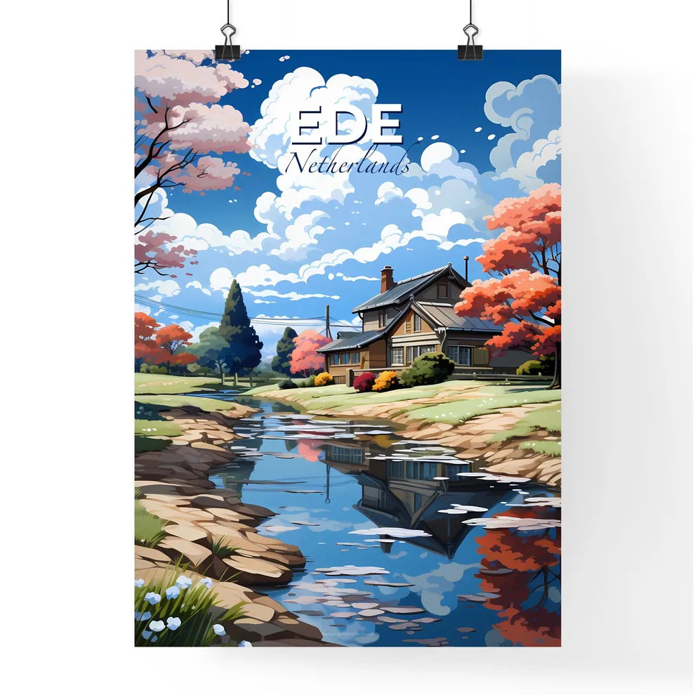 Ede, Netherlands, A Poster of a house near a river Default Title