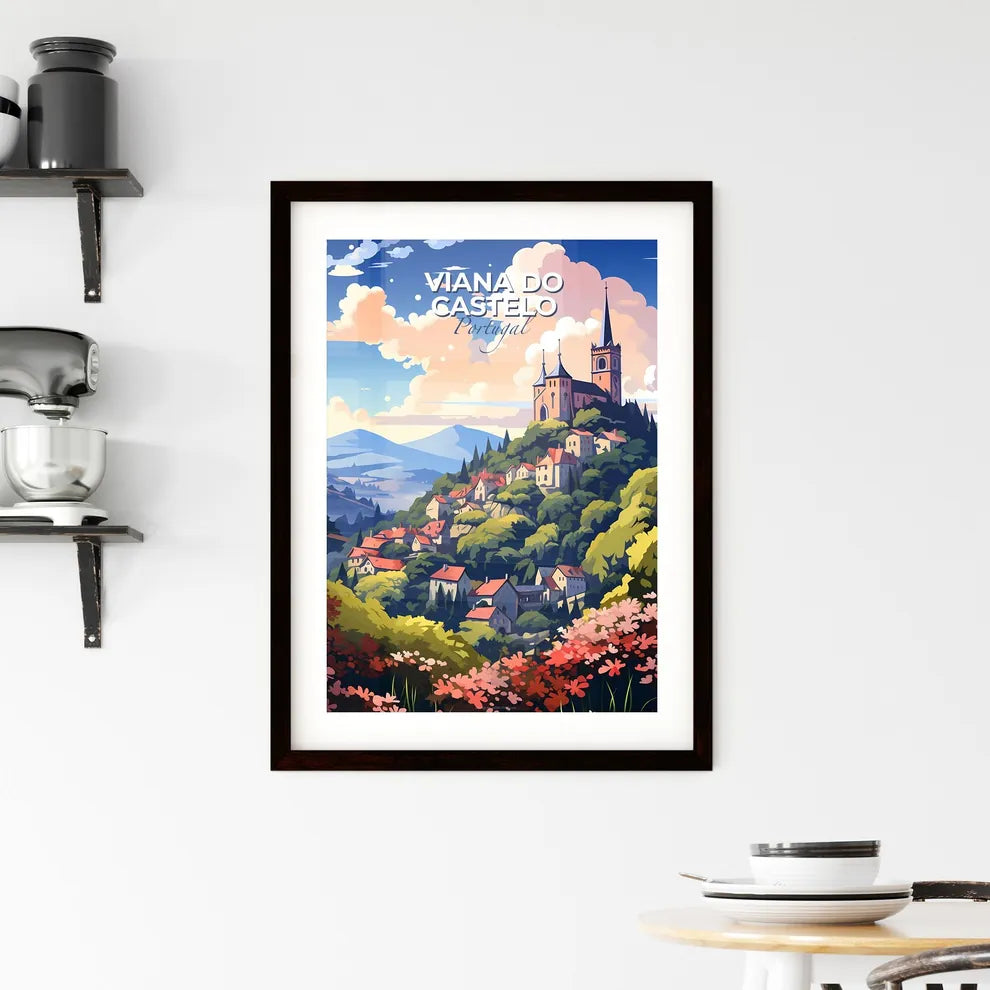 Viana Do Castelo, Portugal, A Poster of a landscape of a town with a castle on top of it Default Title