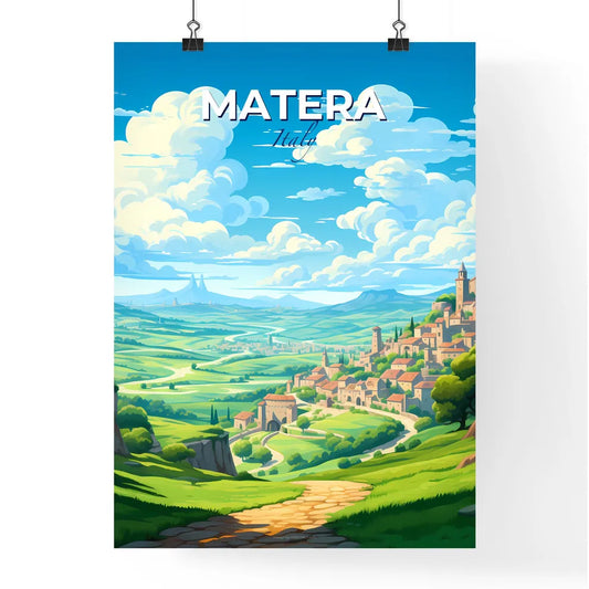 Matera, Italy, A Poster of a landscape with a town and a road Default Title