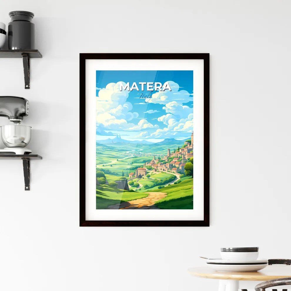 Matera, Italy, A Poster of a landscape with a town and a road Default Title
