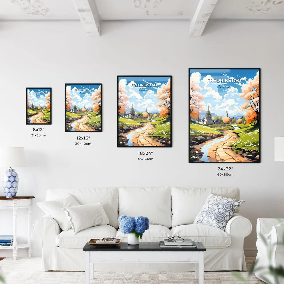 Fredrikstad, Norway, A Poster of a river running through a village Default Title