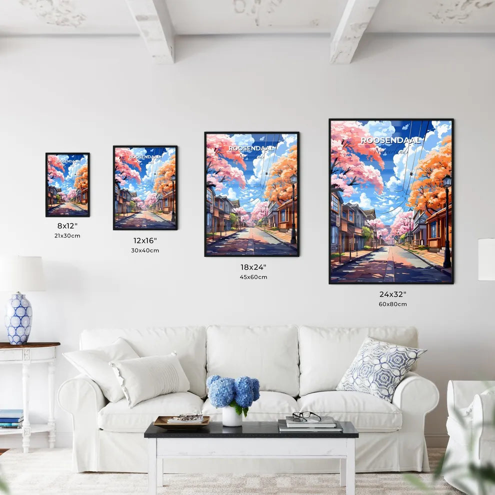 Roosendaal, Netherlands, A Poster of a street with houses and trees on the side Default Title