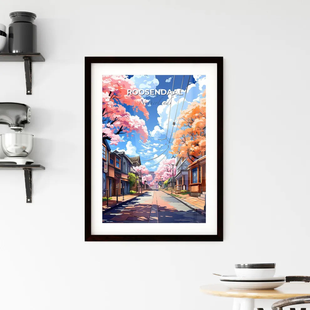 Roosendaal, Netherlands, A Poster of a street with houses and trees on the side Default Title