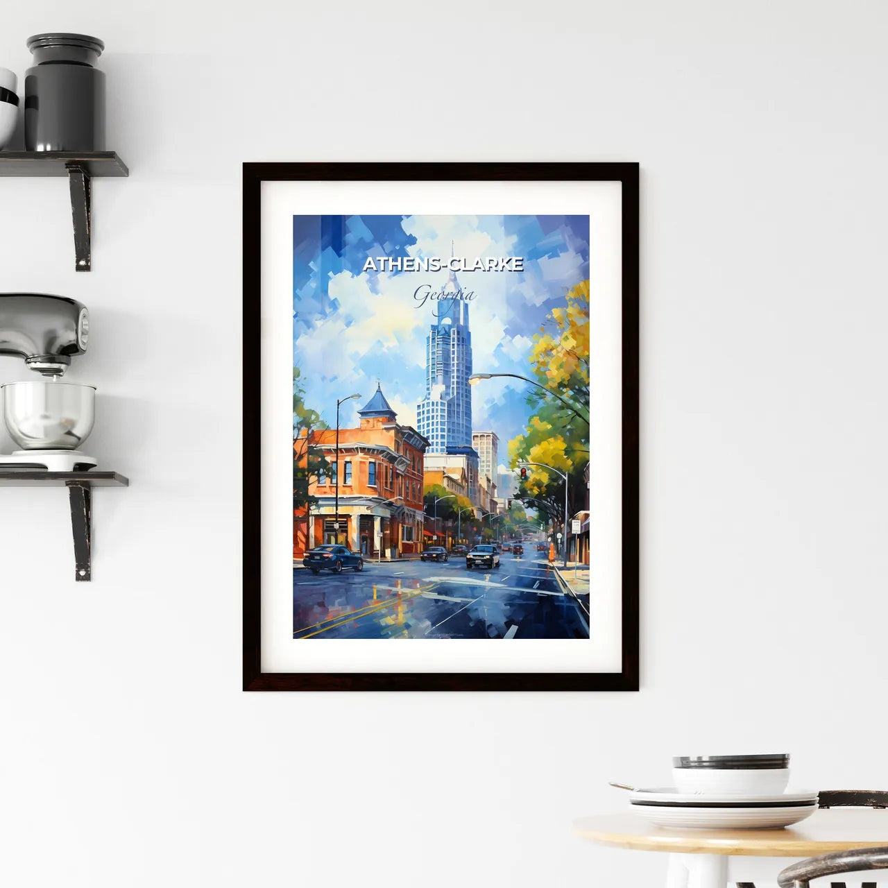Athens-Clarke, Georgia, A Poster of a city street with cars and buildings Default Title