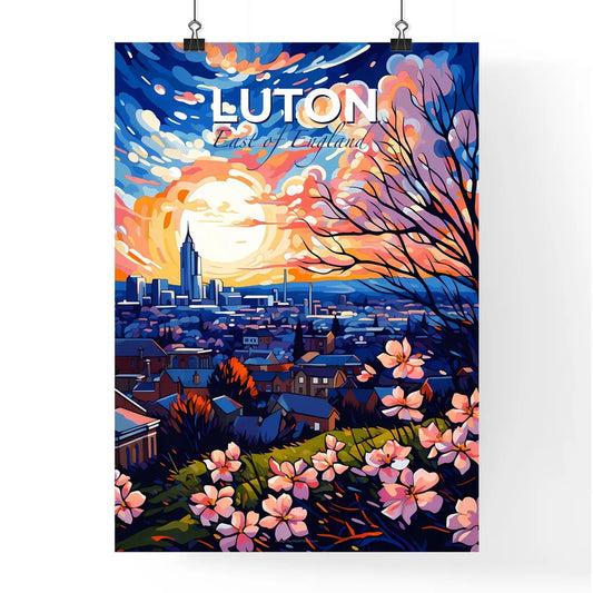 Luton, East of England, A Poster of a painting of a city with flowers Default Title