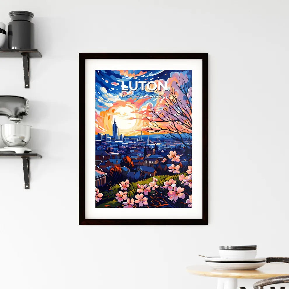 Luton, East of England, A Poster of a painting of a city with flowers Default Title