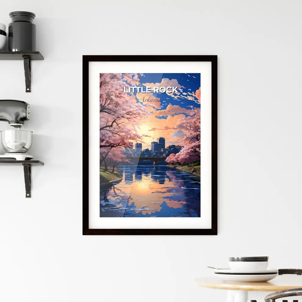 Little Rock, Arkansas, A Poster of a river with pink trees and a city in the background Default Title