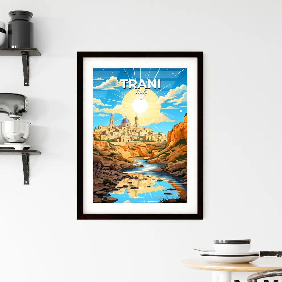 Trani, Italy, A Poster of a river running through a canyon with a city in the background Default Title