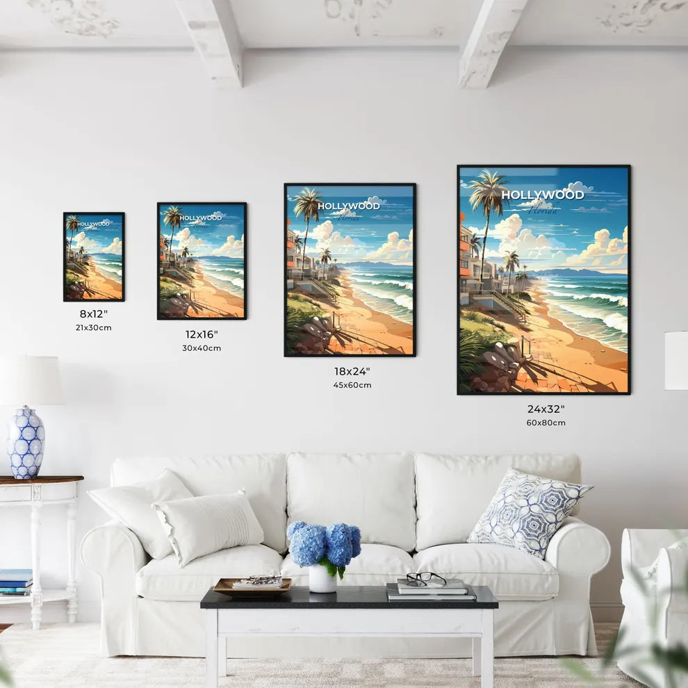 Hollywood, Florida, A Poster of a beach with palm trees and a body of water Default Title