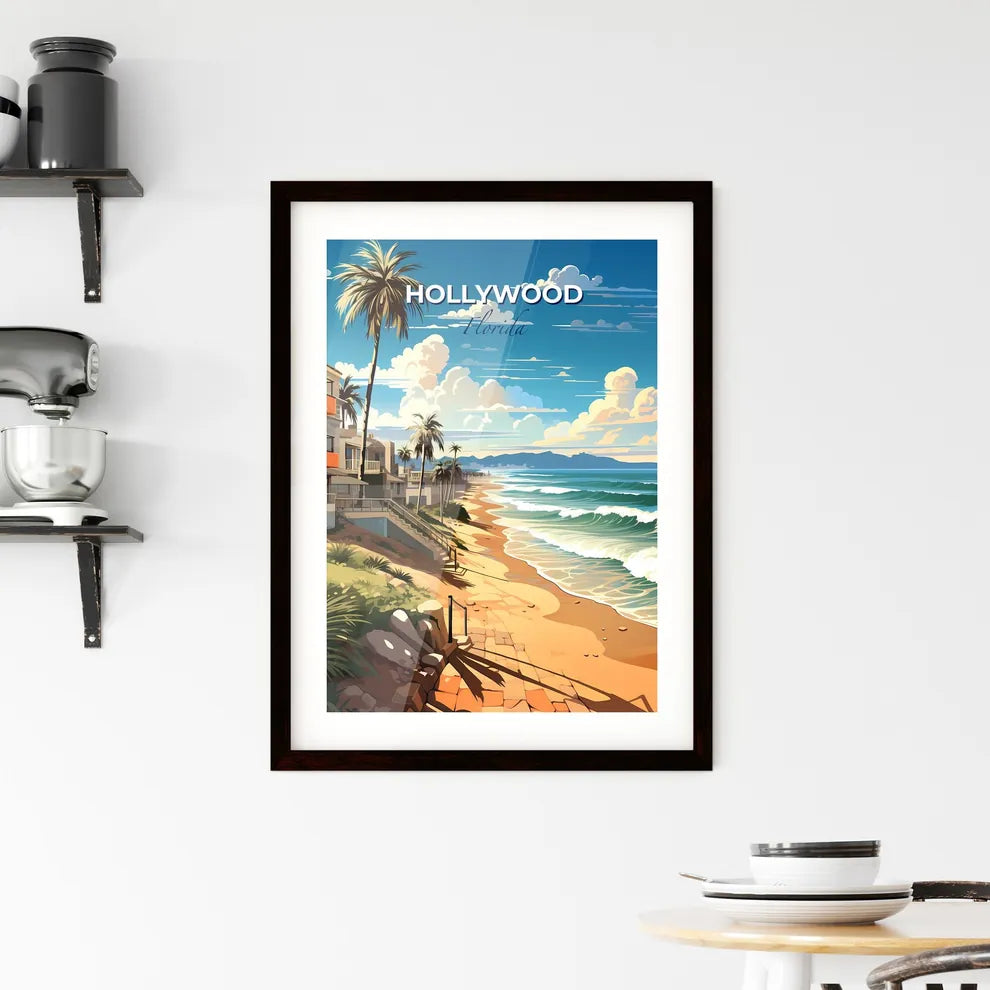 Hollywood, Florida, A Poster of a beach with palm trees and a body of water Default Title