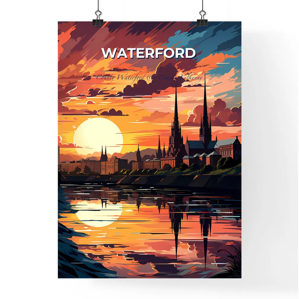 Waterford, County Waterford & County Kilkenny, A Poster of a sunset over a city Default Title