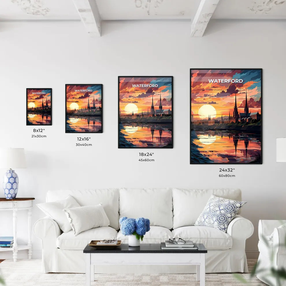 Waterford, County Waterford & County Kilkenny, A Poster of a sunset over a city Default Title