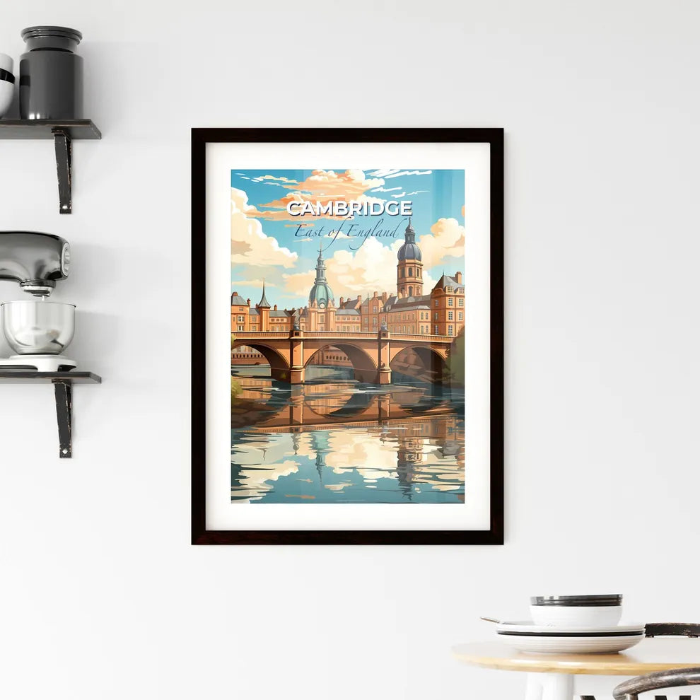 Cambridge, East of England, A Poster of a bridge over a river with buildings and trees Default Title