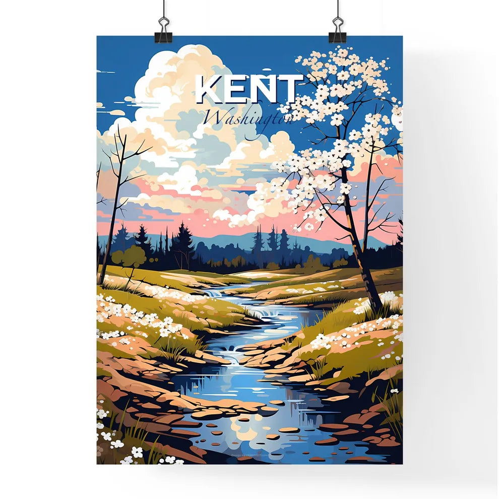 Kent, Washington, A Poster of a river running through a grassy field Default Title