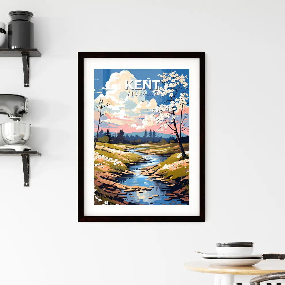 Kent, Washington, A Poster of a river running through a grassy field Default Title