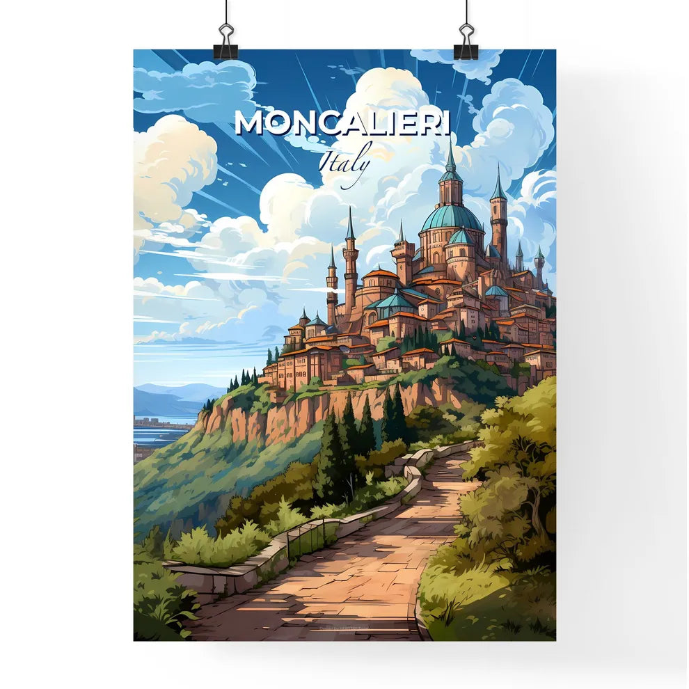 Moncalieri, Italy, A Poster of a cartoon of a castle on a hill Default Title