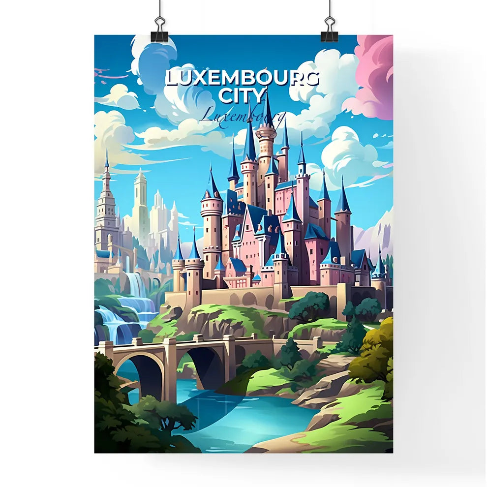 Luxembourg City, Luxembourg, A Poster of a castle with a bridge and a river Default Title