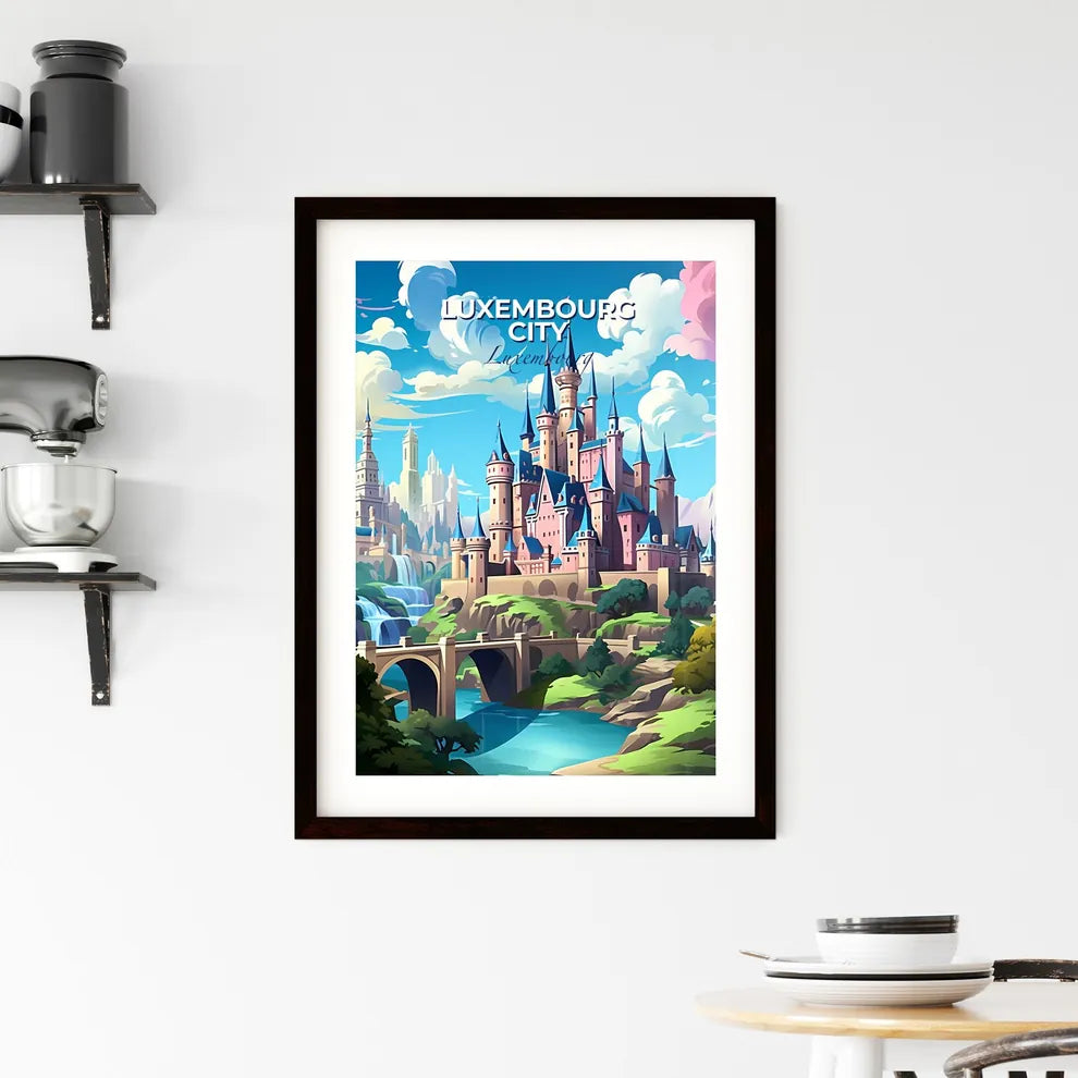 Luxembourg City, Luxembourg, A Poster of a castle with a bridge and a river Default Title