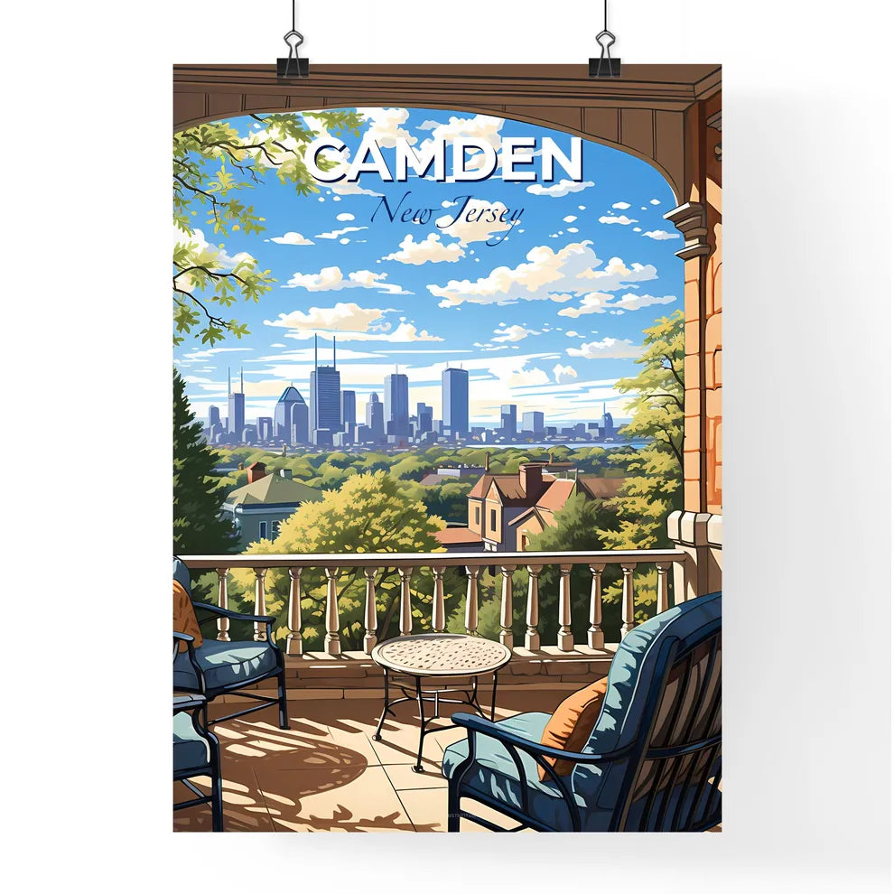 Camden, New Jersey, A Poster of a balcony with a view of a city and trees Default Title