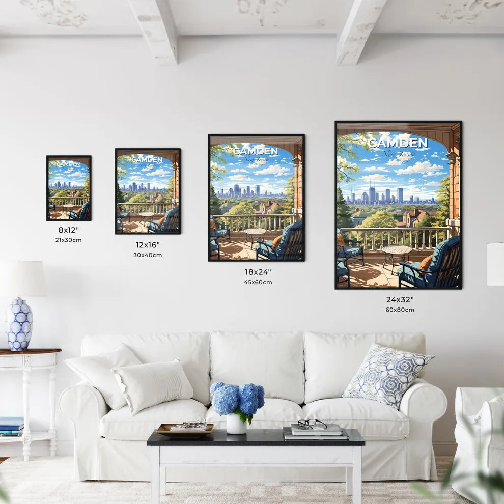 Camden, New Jersey, A Poster of a balcony with a view of a city and trees Default Title