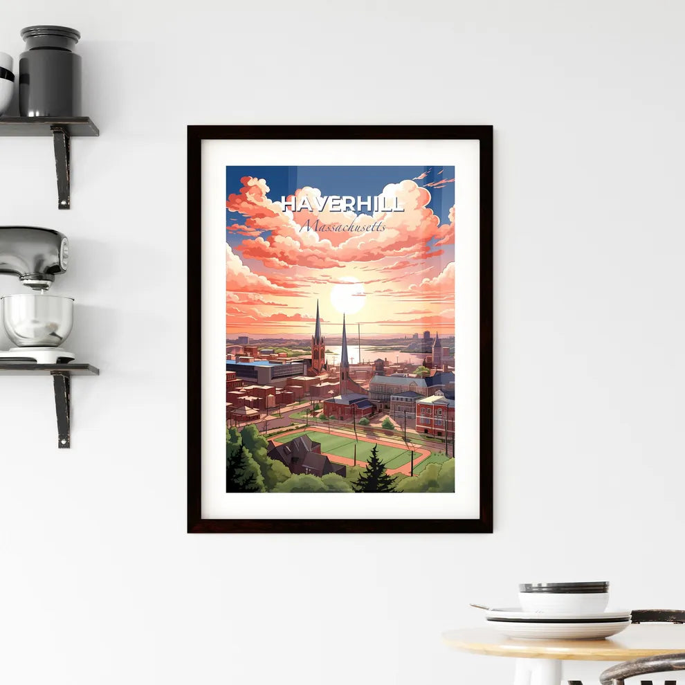 Haverhill, Massachusetts, A Poster of a city with a church and a river Default Title