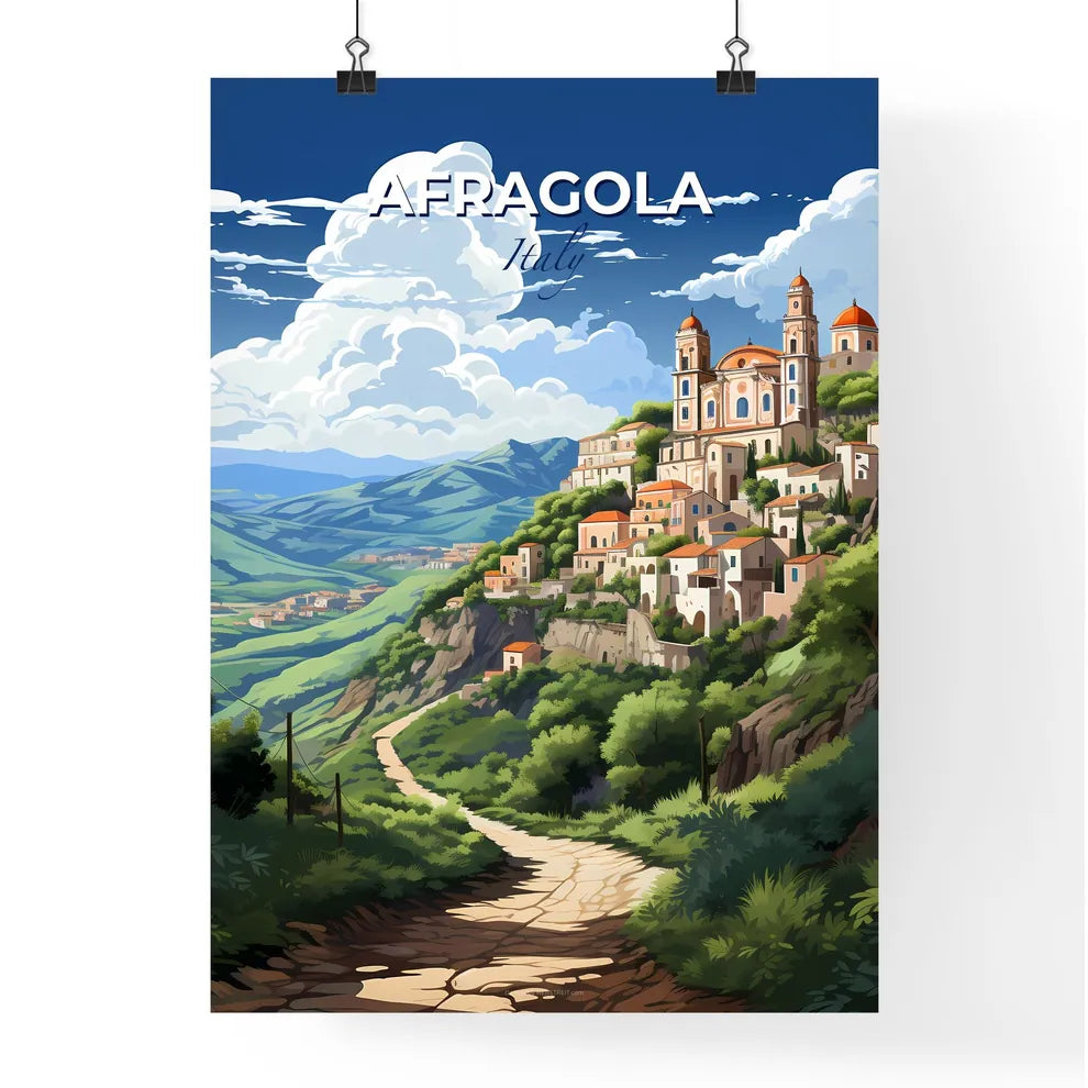 Afragola, Italy, A Poster of a landscape of a village on a hill Default Title