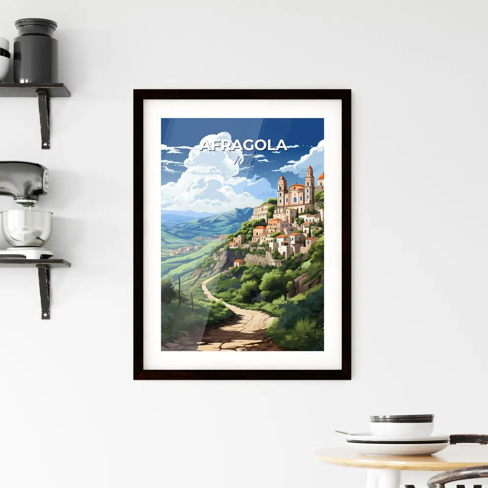 Afragola, Italy, A Poster of a landscape of a village on a hill Default Title