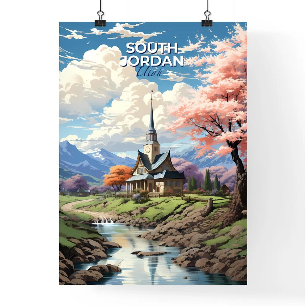 South Jordan, Utah, A Poster of a house with a steeple and a river in front of it Default Title