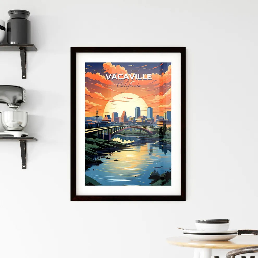 Vacaville, California, A Poster of a bridge over a river with a city in the background Default Title