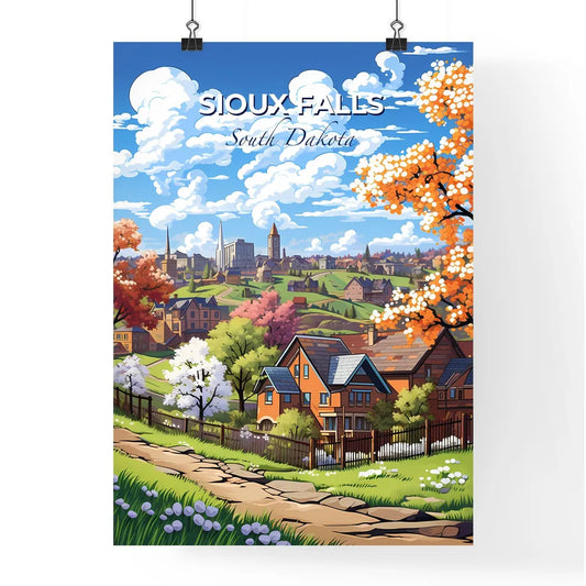 Sioux Falls, South Dakota, A Poster of a landscape of a town with trees and a fence Default Title