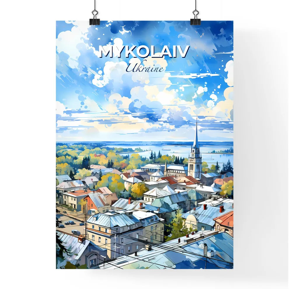 Mykolaiv, Ukraine, A Poster of a city with trees and a church Default Title