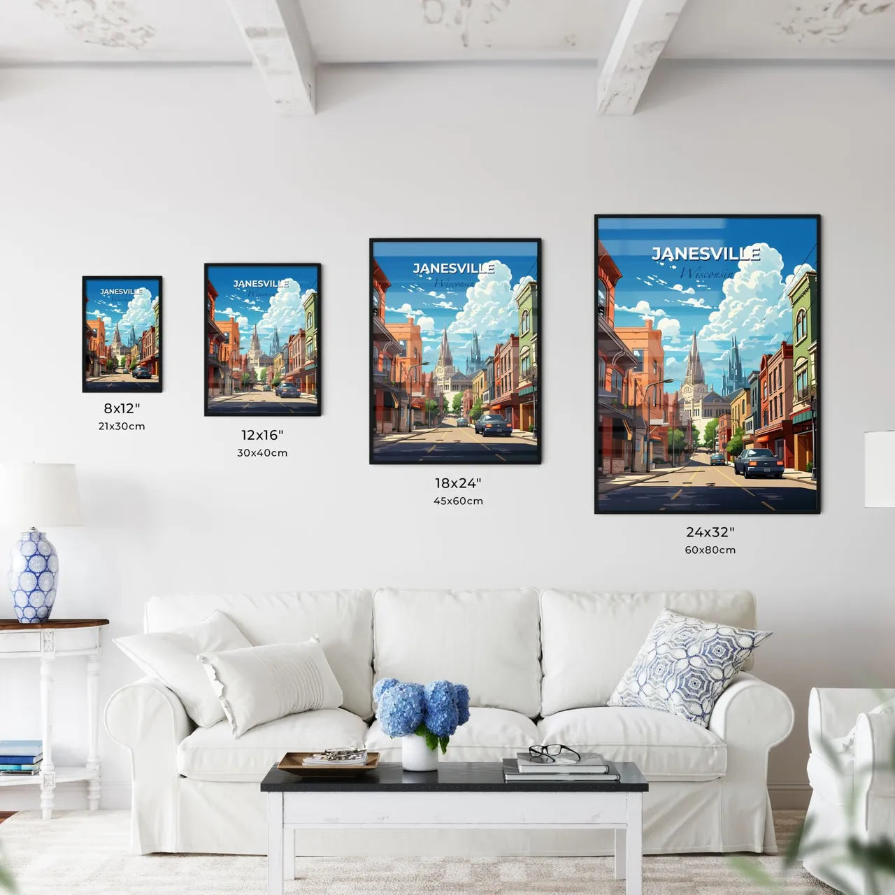 Janesville, Wisconsin, A Poster of a street with cars and buildings Default Title