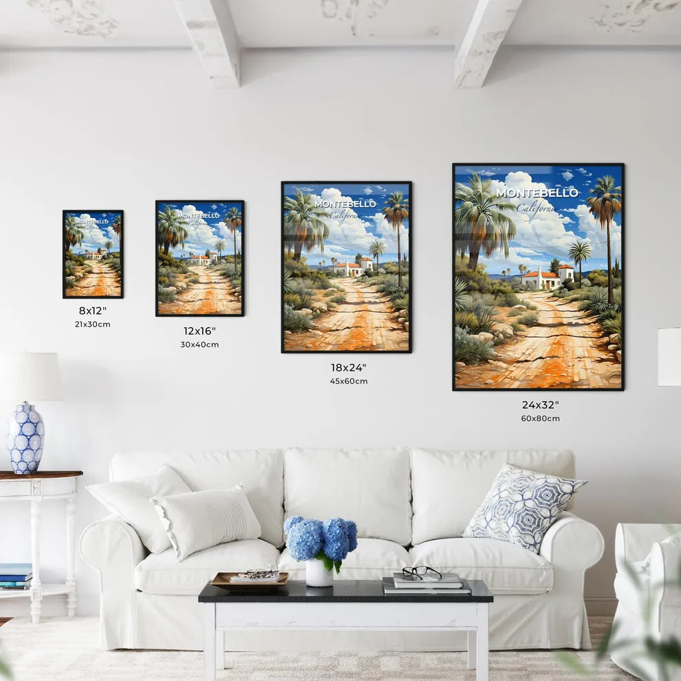 Montebello, California, A Poster of a dirt road with a house and palm trees Default Title